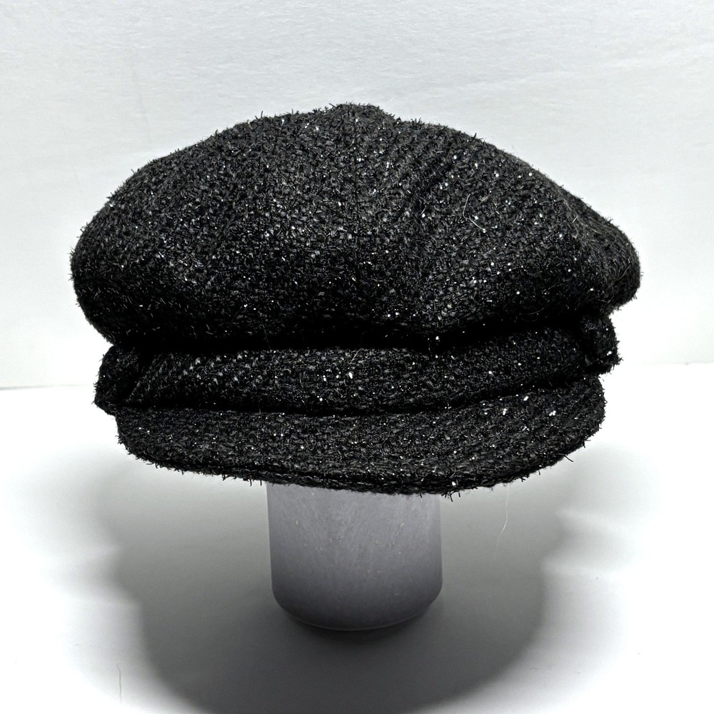 Sparkle Newsboy Cap Black Glitter Texture Baker Boy Hat Women‎ Paris Britney Y2K